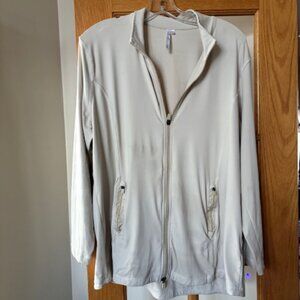 Lulu B - Cream, jacket with zipper and zipper pockets, nylon spandex mix